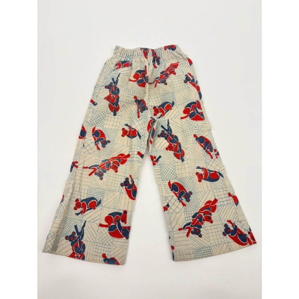 Vintage Kids corduroy bell bottom koala  Pants with Red & Navy Animal Print